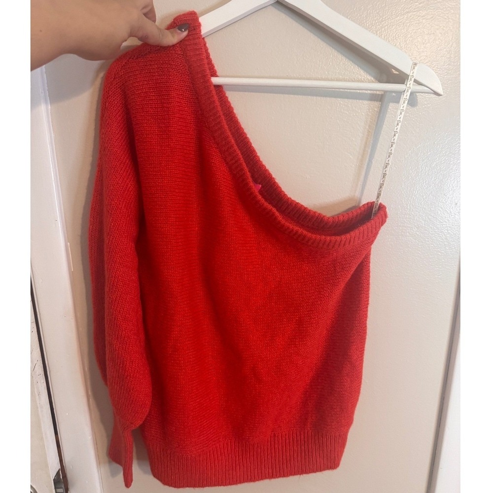 Lilly Pulitzer Maura Sweater One Shoulder Large Red Womens Asymmetrical Holiday